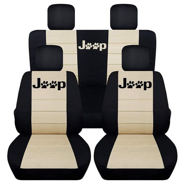 Designcovers Fits 2011 to 2012 Jeep Wrangler 4 Door Paw Prints 22 Color Options No Side Airbags, Black Brown